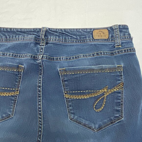 Jordache Mid Rise Embroidered J Pockets Faded Skinny Stretch Denim Jeans 12 - Picture 10 of 13
